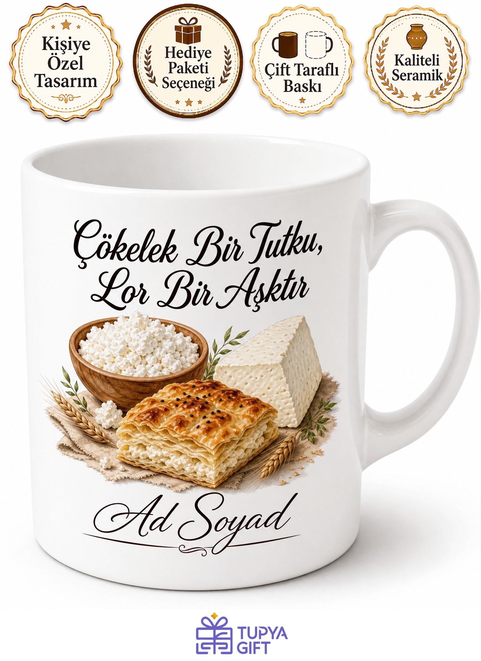 Çökelek Kullananlara Lor Peyniri Çökelekli Börek Peynir Altı Suyu Kupa Hediye