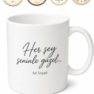 Kendi El Yazınızla Mesaj Baskılı Unutulmaz Hatıra Kahve Kupası Özel Hediye Bardak
