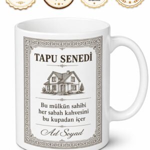 Tapu Senedi Görünümlü Yeni Ev Alanlara Esprili Hediyelik Kahve Kupası Bardak