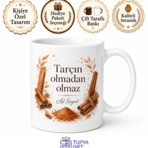 Tarçın Kullananlara Özel Kış Baharatı Temalı Baskılı Porselen Kupa Bardak Hediye