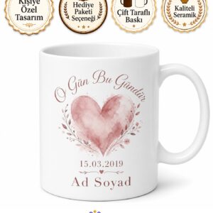 İlk Tanışma Yıl Dönümü O Gün Bu Gündür Hatırası Kupa Bardak Hediye