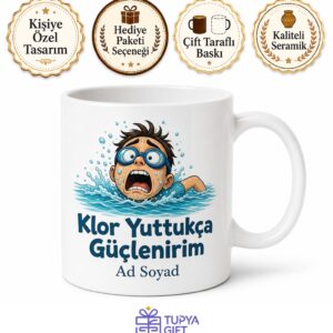 Klor Yutan Acemi Yüzücüye Su Kuşu İroni Hediyesi Kupa Bardak Komik Hediye