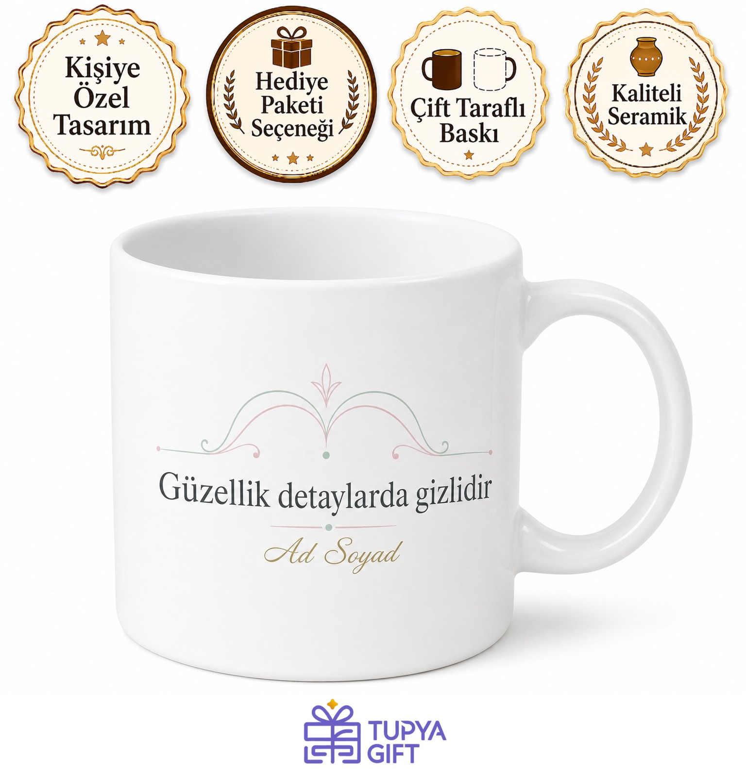 Sunum Önemlidir Diyenlere Şık Tasarımlı Estetik Çay Kupası Hediye Kupa Bardak