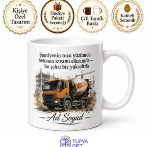 Beton Mikseri Şoförüne Transmikser Sesi Ve Şantiye Tozu Kupası Hediye Bardak