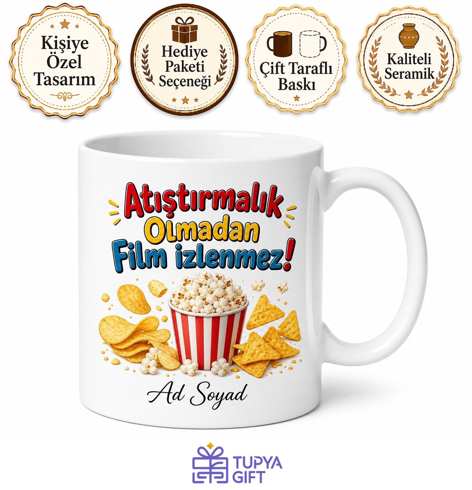 Cips Severlere Hediye Patates Cipsi Mısır Cipsi Film Atıştırmalık Baskılı Kupa Bardak