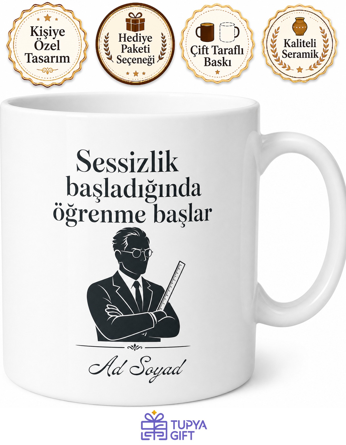 Sınıfta Sessizlik Sağlayan Otoriter Sınıf Öğretmeni Çay Kupası Hediye Bardak