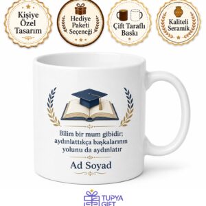 Tez Danışmanına Teşekkür Kupası Akademik Başarı Hediye Porselen Bardak