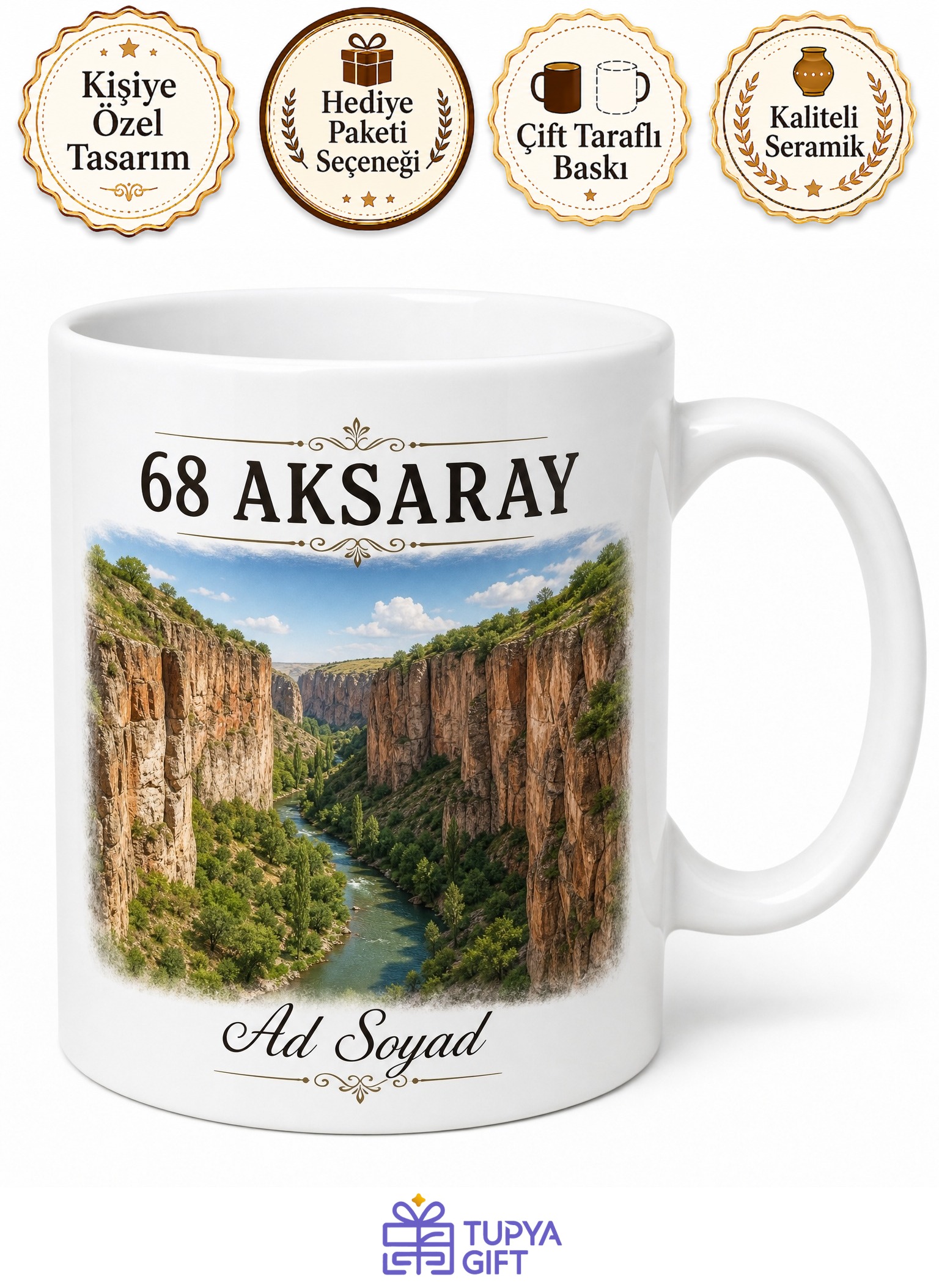 Aksaray Plakalı Ihlara Vadisi Kanyon Manzaralı Hediye Çay Kupası Bardak