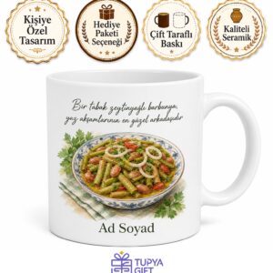 Zeytinyağlı Barbunya Yaz Yemeği Soğuk Meze Temalı Kupa Bardak Hediye