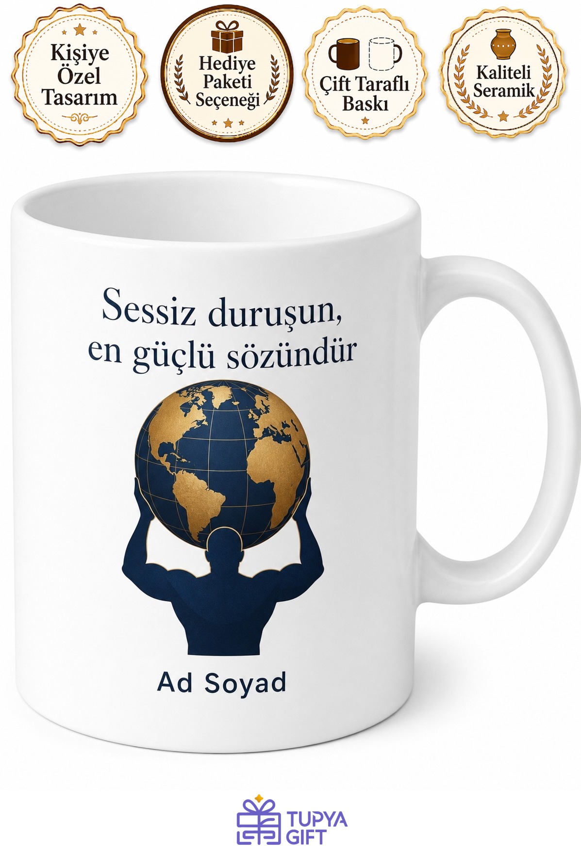 Dünya Erkek Gününde Sorumluluk Taşıyan Omuzlara Kupa Bardak Hediye