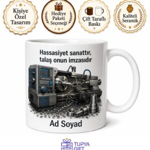 Tornacıya Hediye CNC Torna Makinesi Talaş Kaldırma Ustalık Milimetrik Parça Üretimi Kupa Bardak