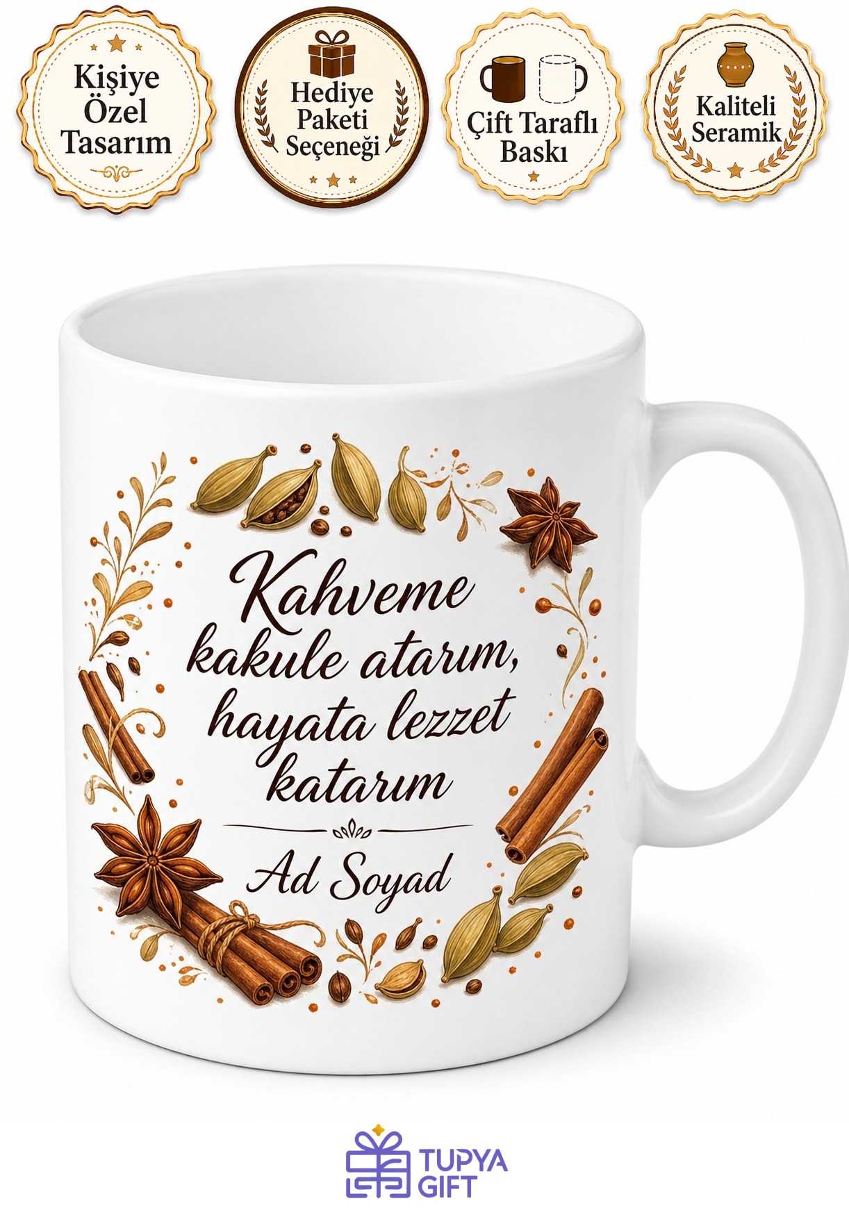 Kakuleli Türk Kahvesi Yapanlara Baharatlı Kahve Kupa Bardak Hediye