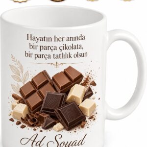 Çikolata Severler İçin Sütlü Bitter Beyaz Çikolata Temalı Kupa Bardak Hediye