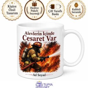Ateşle Savaşan Kahraman İtfaiyeci Kupa Bardak Hediye Porselen Mug