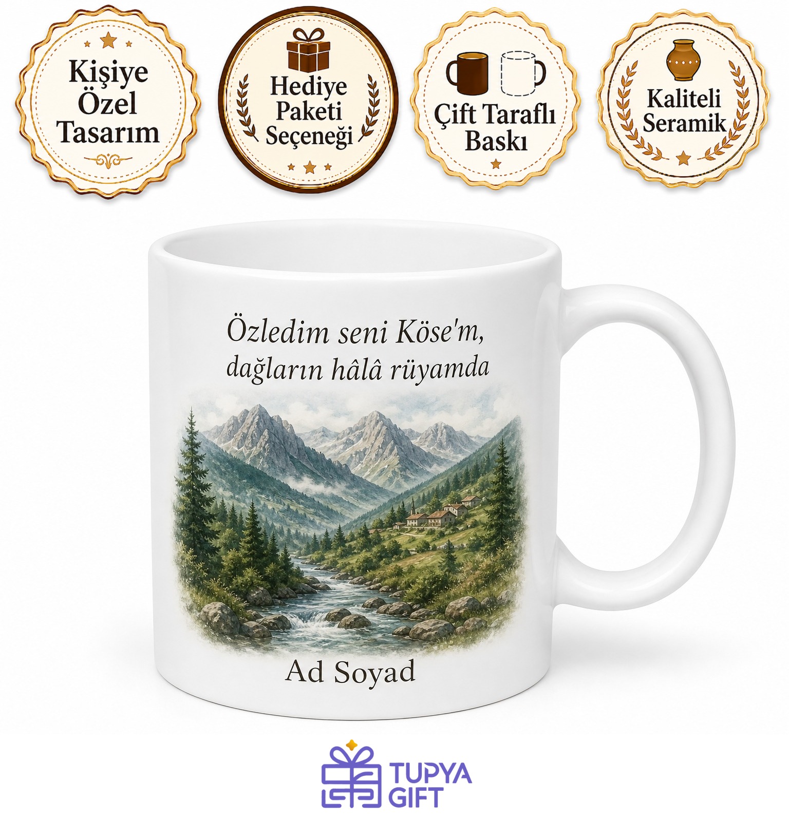 Gümüşhane Köse Doğal Güzellikler Temiz Hava Memleket Özlemi Kahve Kupası Hediye
