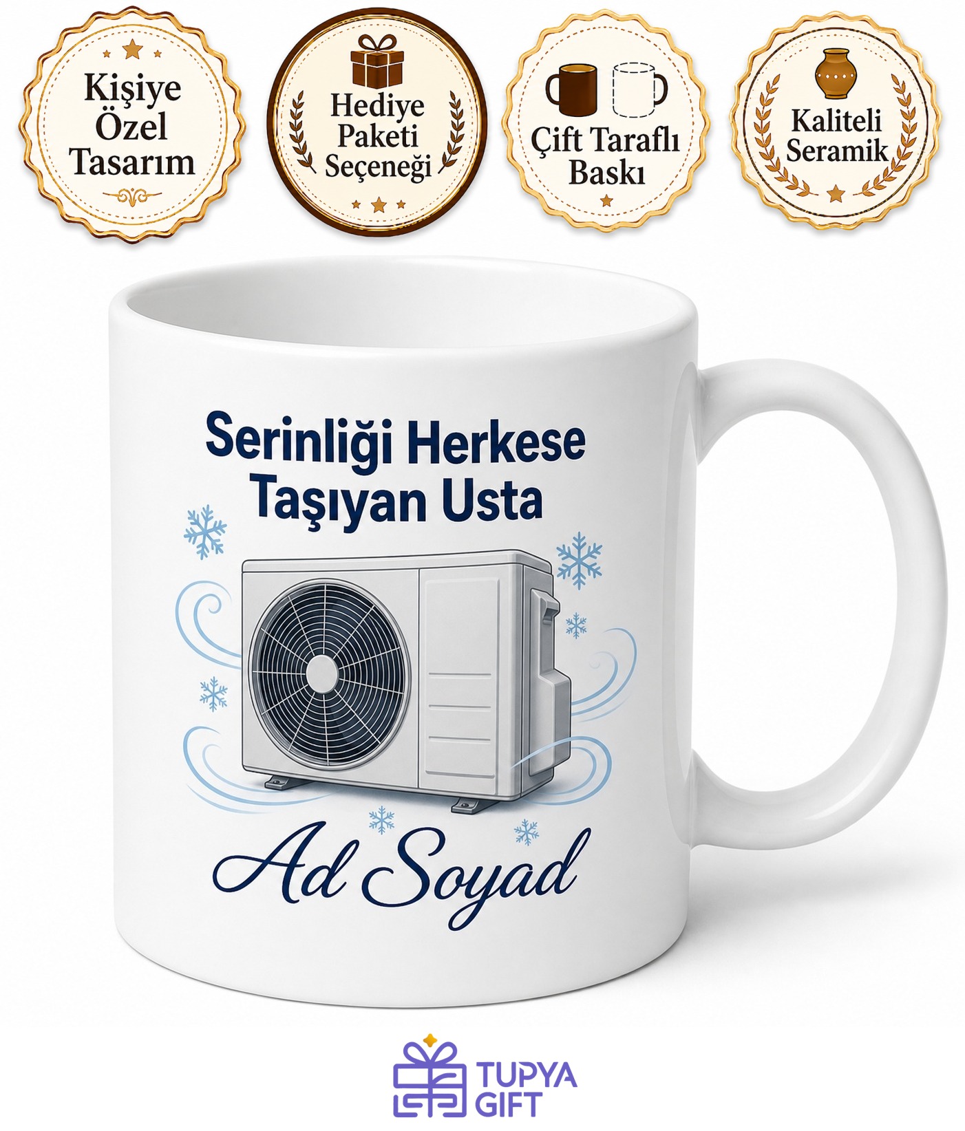 Klima Montaj Ustasına Hediye Kupa Bardak Yaz Sıcağında Serinlik Getiren Özel Tasarım