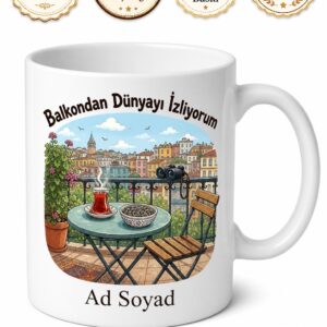 Balkon Keyfi Çekirdek Ve Çay Mahalle Gözlemcisi Kupa Bardak Hediye