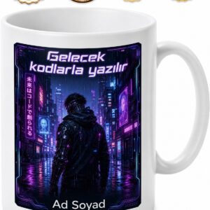 Cyberpunk Siber İmplantlar Neon Sokaklar Teknoloji Distopyası Baskılı Kupa Bardak Hediye