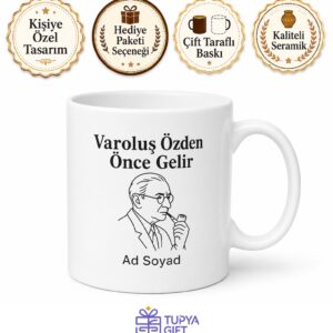Varoluşçu Düşünürlere Sartre Temalı Özel Tasarım Porselen Kupa Bardak Hediye