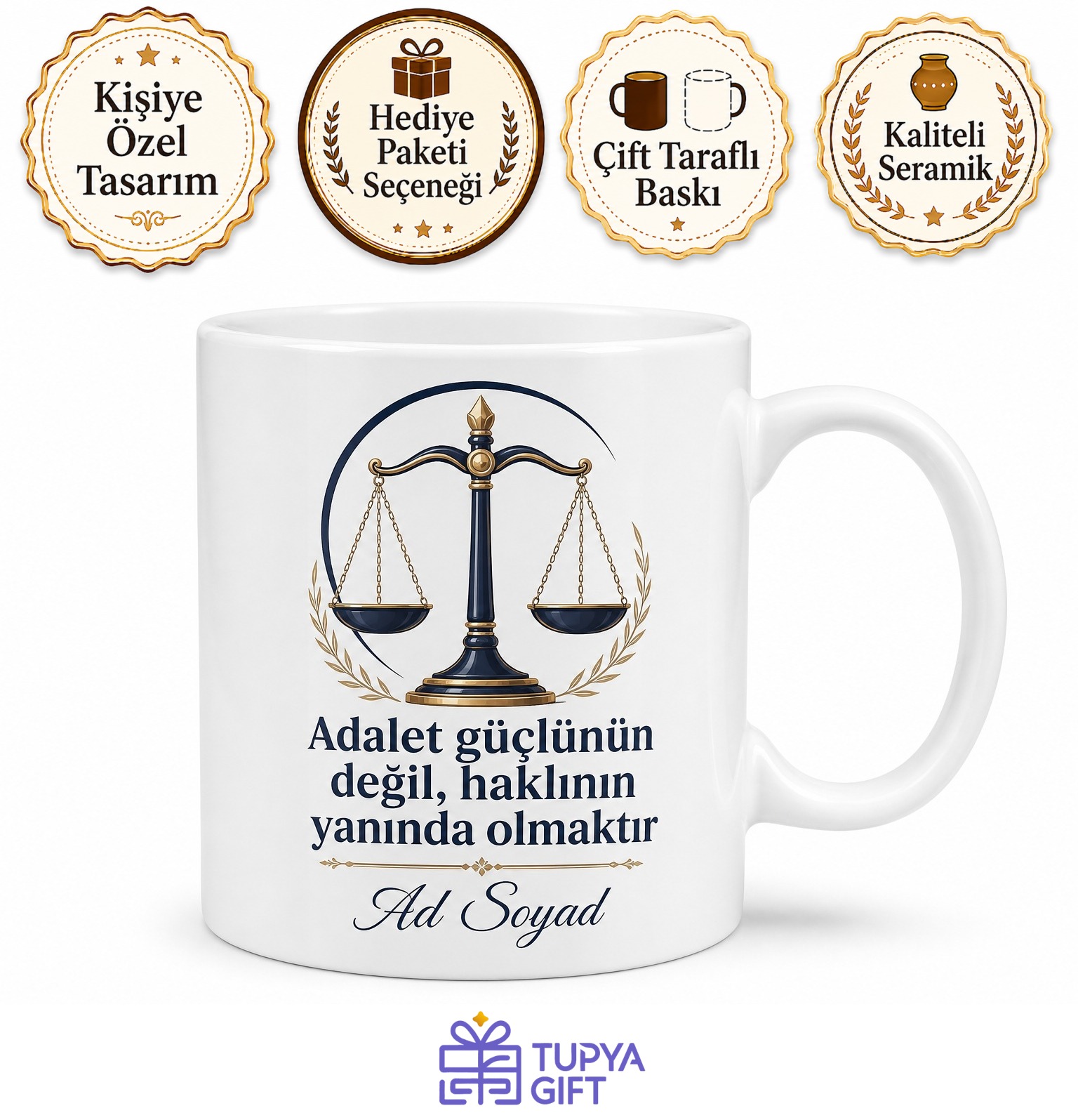 Dünya Adalet Günü Haklının Yanında Duran Güçlü Karakterlere Kupa Bardak Hediye