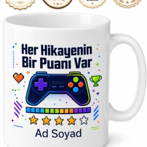 Oyun İnceleyenlere Özel Oyun Puanı Konsol Grafik Hikaye Modu Baskılı Porselen Kupa Hediye