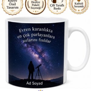 Astrofotoğrafi Meraklısına Samanyolu Uzay Temalı Özel Tasarım Porselen Kupa Bardak Hediye