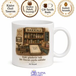 Bakkala Veresiye Defteri Tartı Aleti Nostaljik Dükkan Çay Kupası Hediye Bardak