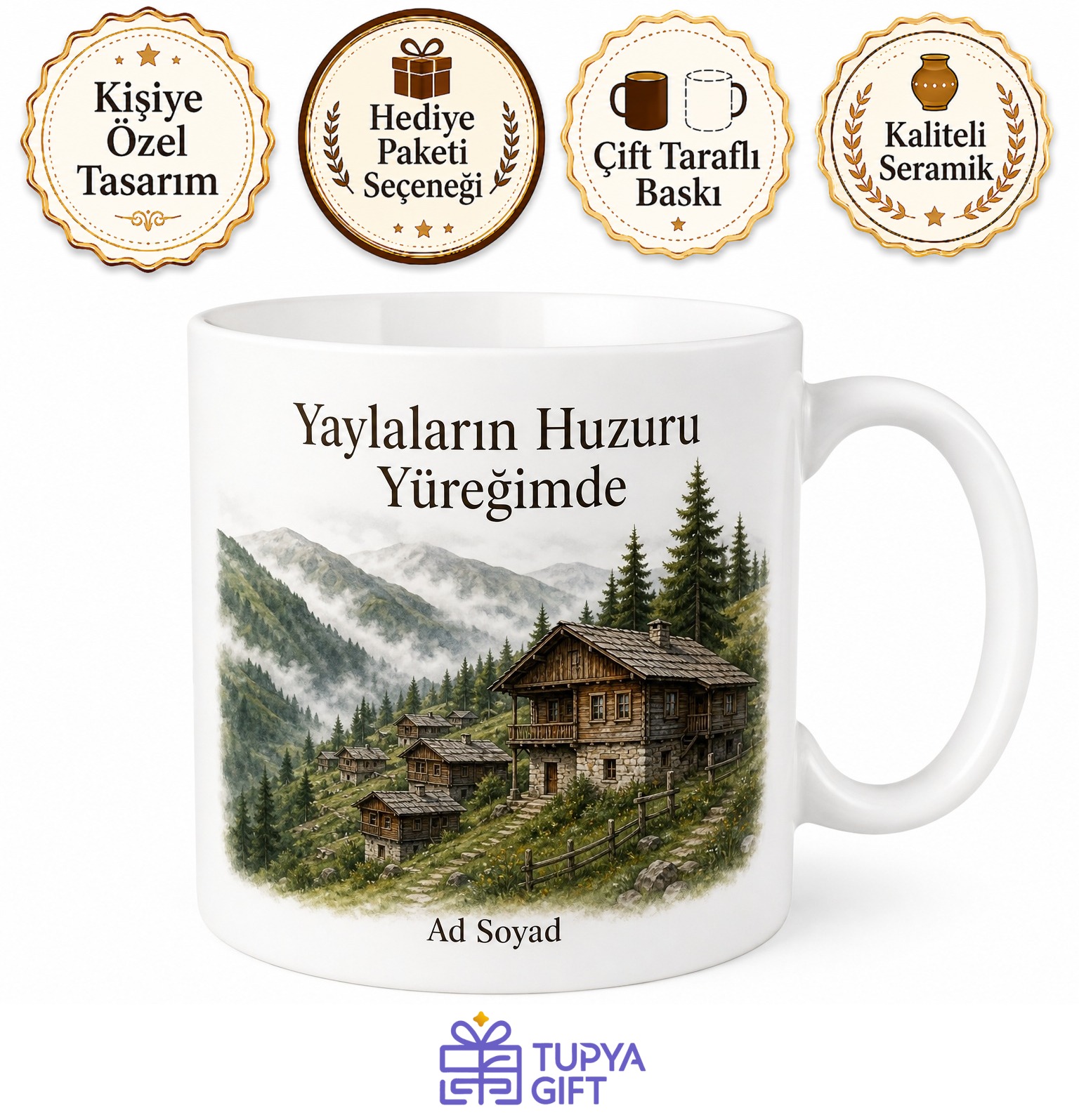 Kastamonu Araç İğdir Yaylası Ahşap Evler Karadeniz Ruhu Kupa Bardak Hediye