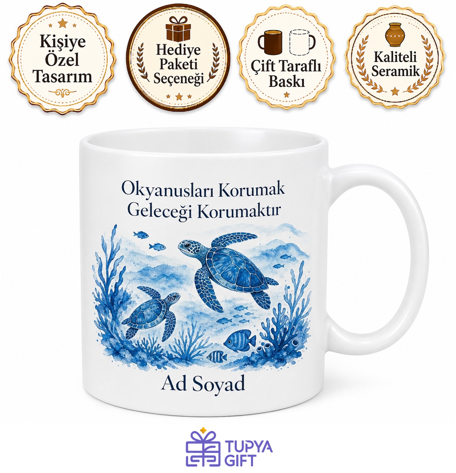 Dünya Okyanus Günü Derin Mavilikleri Koruyanlara Kupa Bardak Hediye