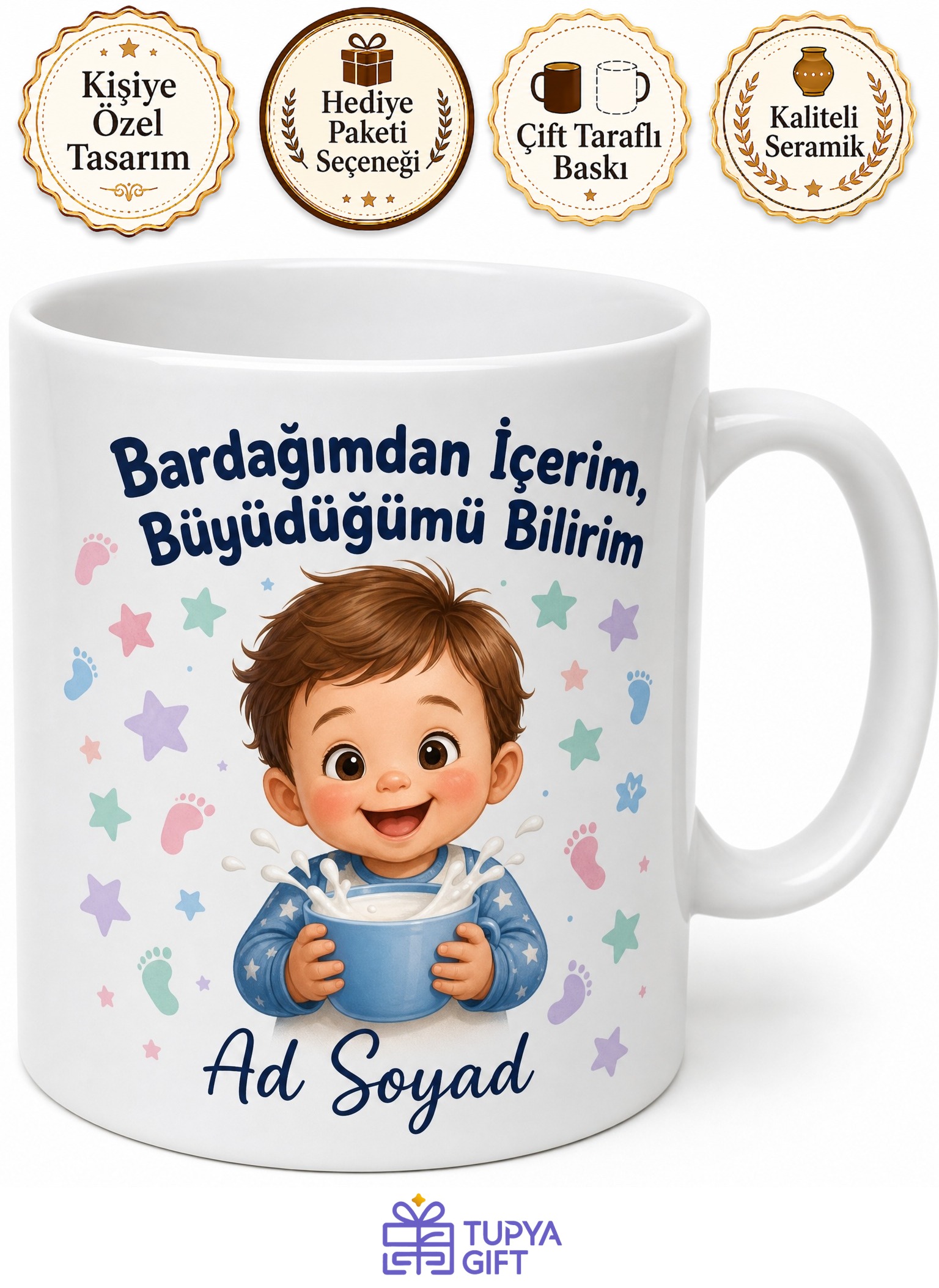 Biberon Bıraktıranlara Bardaktan İçme Büyüme Aşaması Süt Saati Kupa Hediye