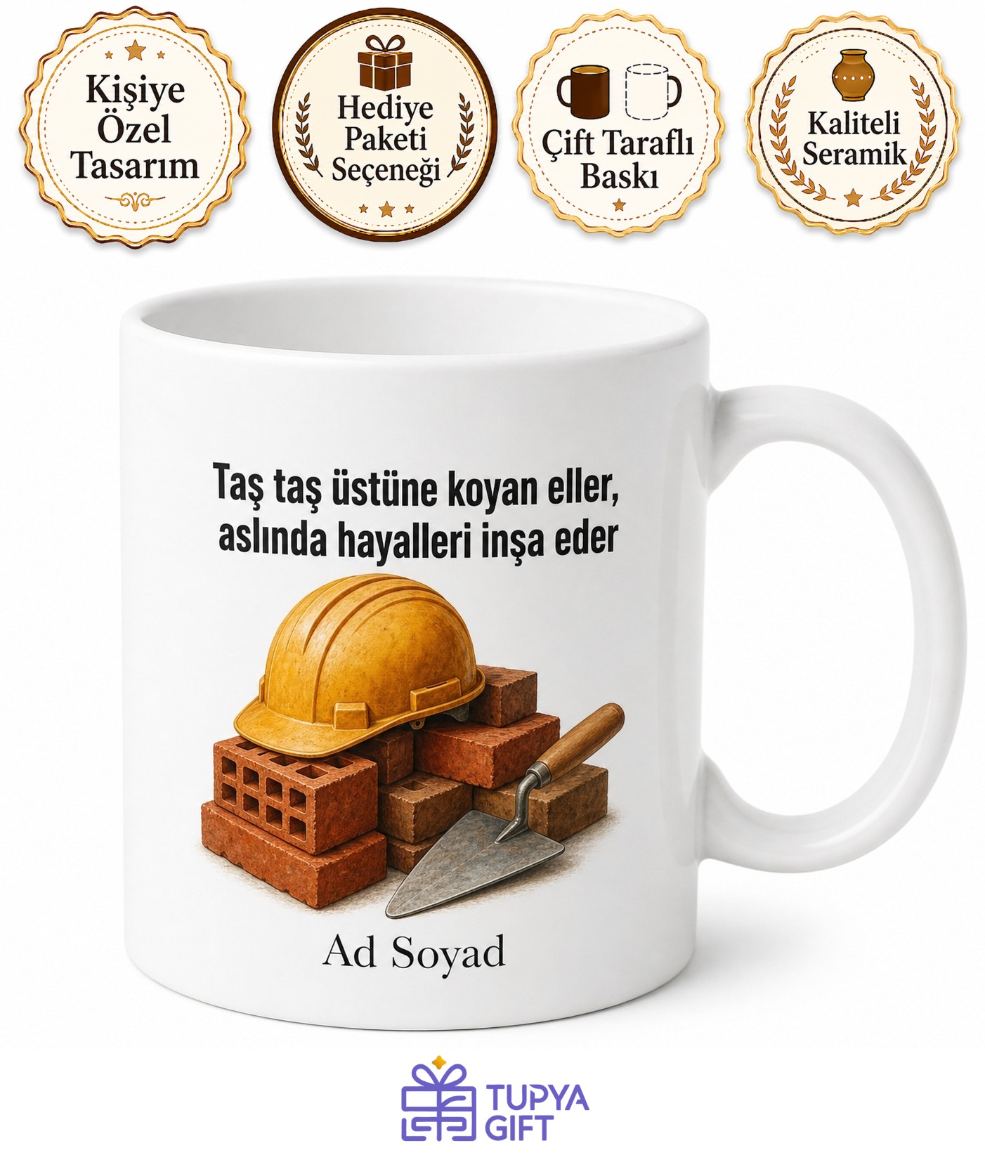 Betonun Mimarı İnşaat Ustası Çay Kupası Bardak İnşaatçı Hediye Kupa