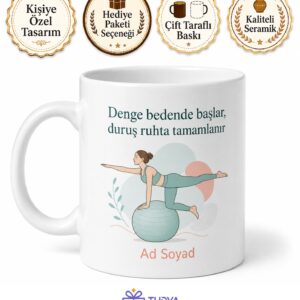 Pilates Topuyla Denge Kuranlara Core Bölgesi Güçlü Duruş Kupa Bardak Hediye