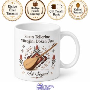 Çekiç Ali Kırşehir Türküleri Abdal Geleneği Saz Ustası Özel Tasarım Kupa Bardak Hediye