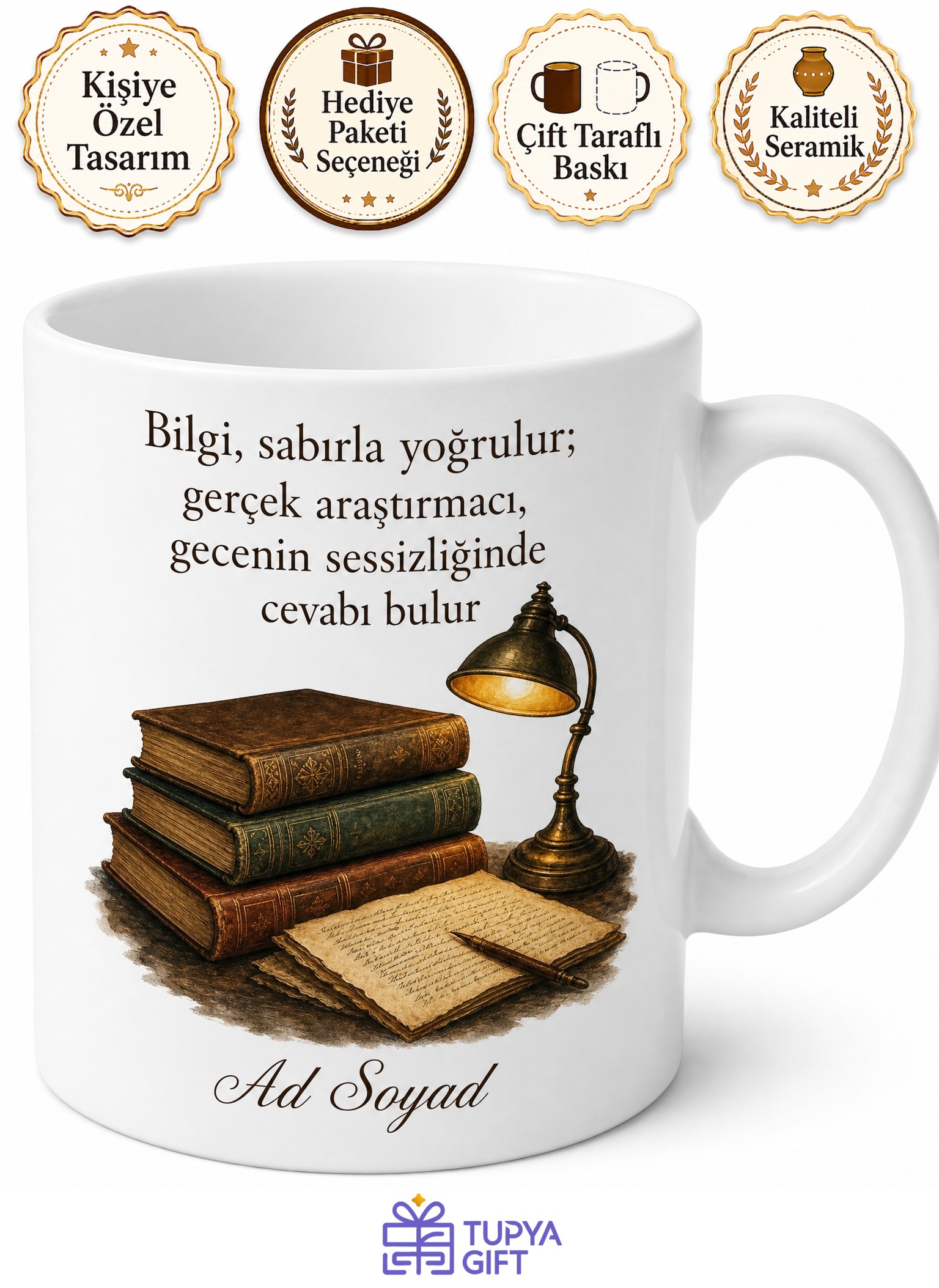 Kütüphanede Sabahlayanlara Kitap Tozu Yutan Araştırmacı Kupa Bardak Hediye