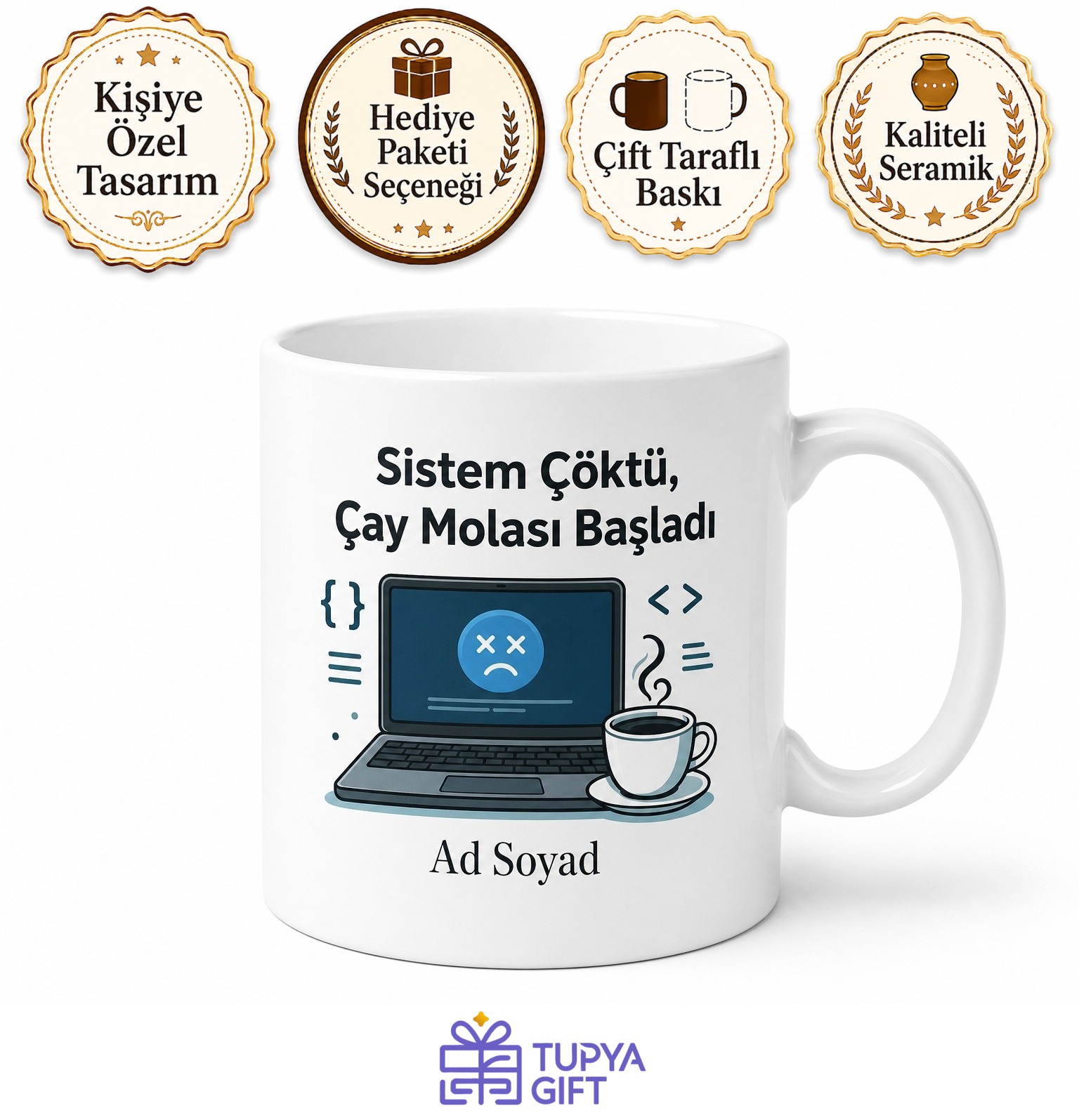 Sistem Çöktü Diyerek Dinlenen IT Uzmanı Çay Kupası Hediye Bardak