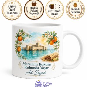Mersin Kızkalesi Tantuni Narenciye Bahçeleri Portakal Çiçeği Kokusu Baskılı Kupa Bardak Hediye