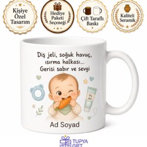Dişi Ağrıyan Bebek Annesine Diş Jeli Soğuk Havuç Isırma Kupa Hediye Bardak
