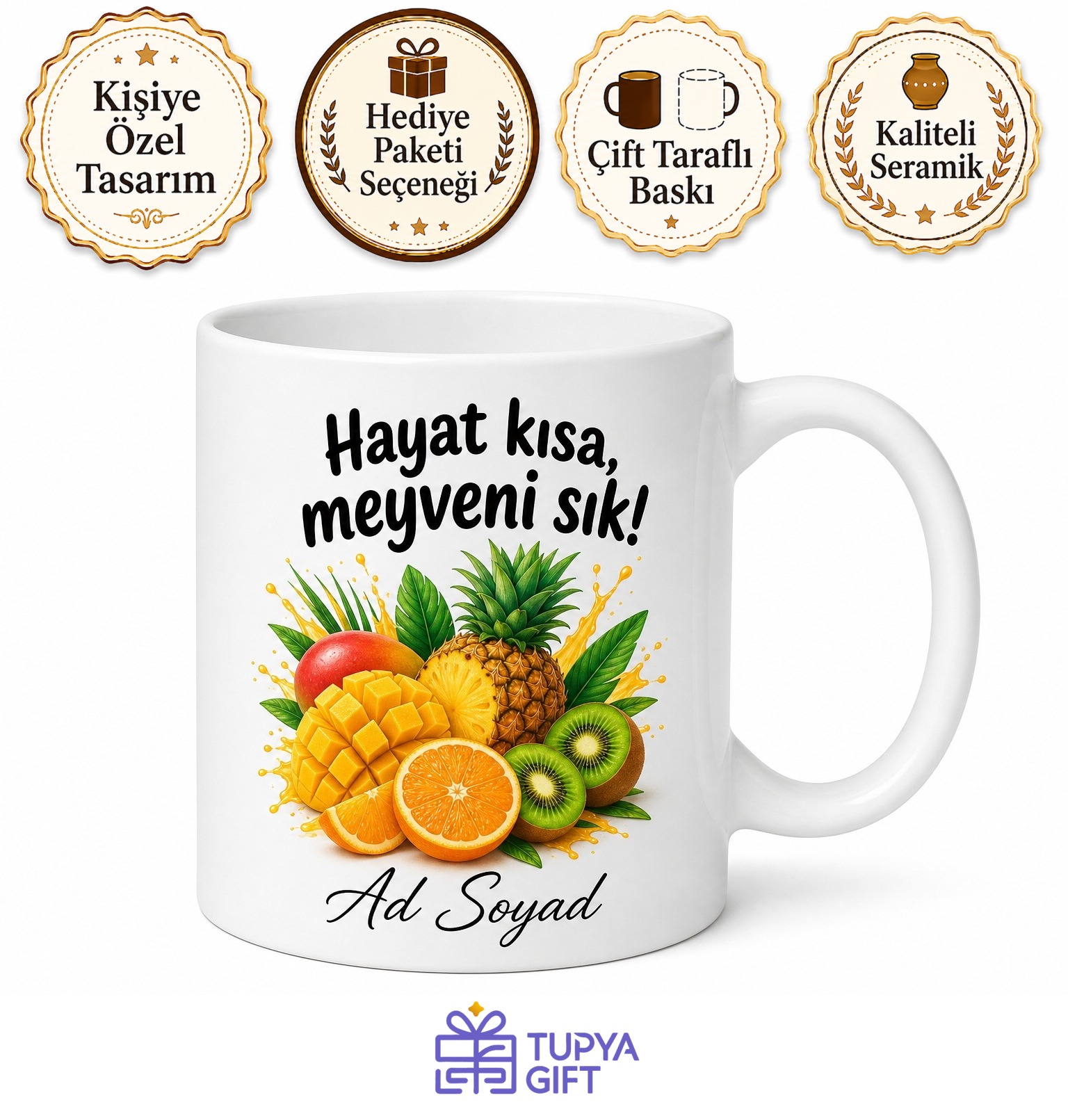 Meyve Suyu Sıkanlara Enerji Patlaması Tropikal Renkli Kupa Bardak Hediye