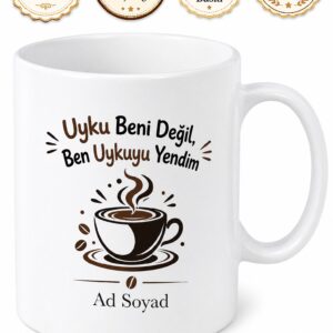 Double Espresso Uykusuzluk Temalı Baskılı Porselen Kupa Bardak Kahve Hediye