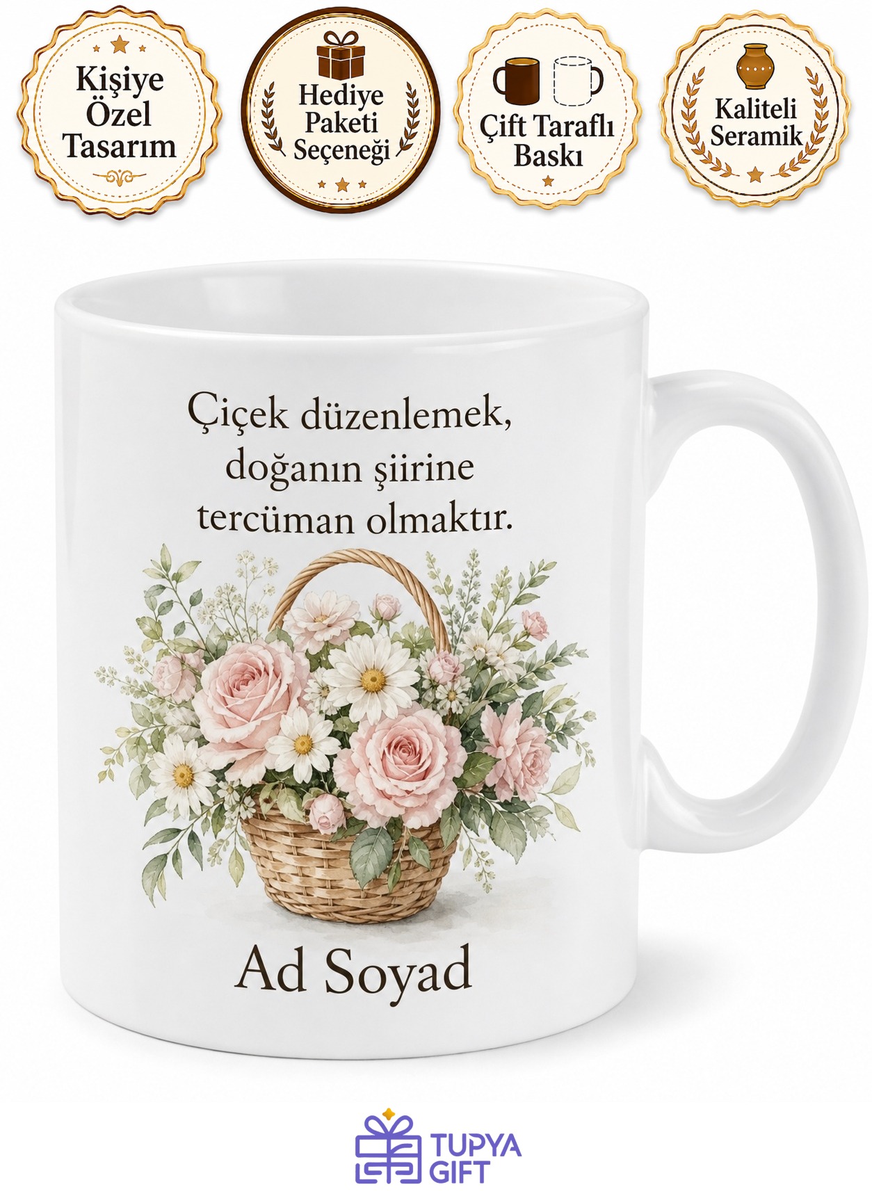 Çiçek Sepeti Hazırlayanlara Papatya Gül Buket Aranjman Çiçek Dükkanı Kokusu Hediye Kupa Bardak