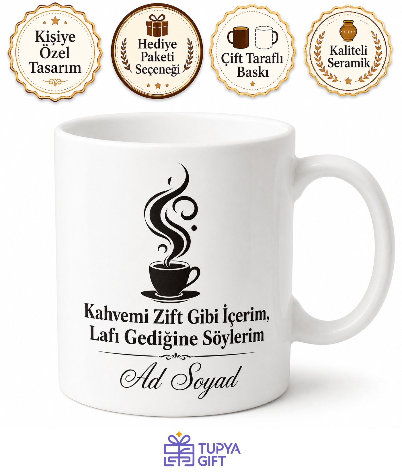 Kahvesini Koyu Sevenlere Zift Gibi Gerçek Tiryaki Kahve Kupası Hediye