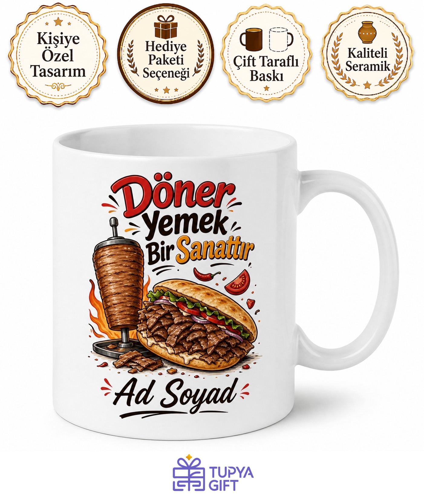 Döner Yiyenlere İskender Döner Tombik Arası Et Döner Ayaküstü Lezzet Kupa Hediye Bardak