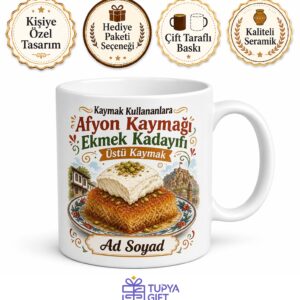 Kaymak Kullananlara Afyon Kaymağı Ekmek Kadayıfı Üstü Kaymak Tatlısı Kupa Hediye