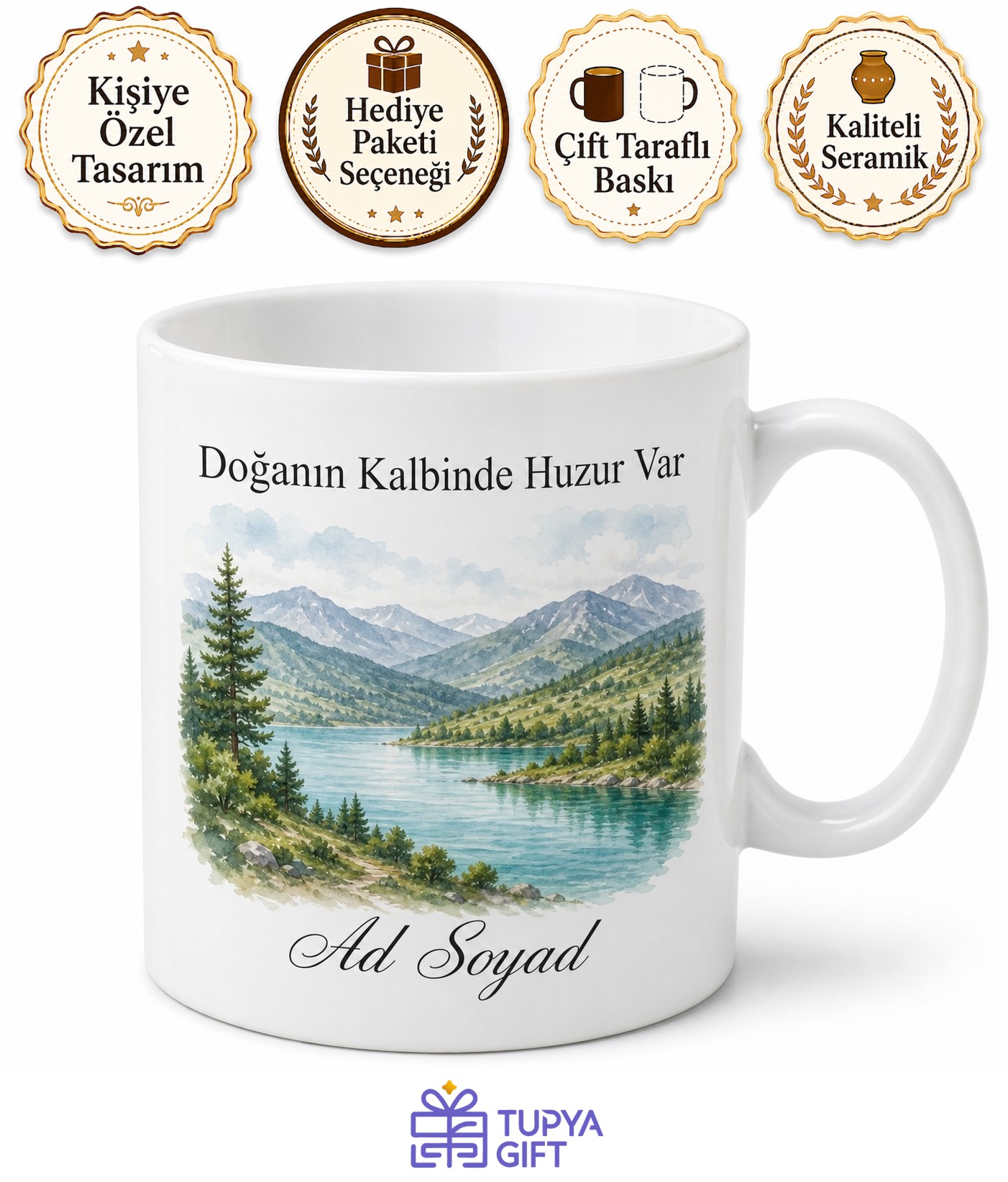 Burdur Çavdır Doğal Güzellikler Göller Yöresi Seramik Kupa Bardak Hediye