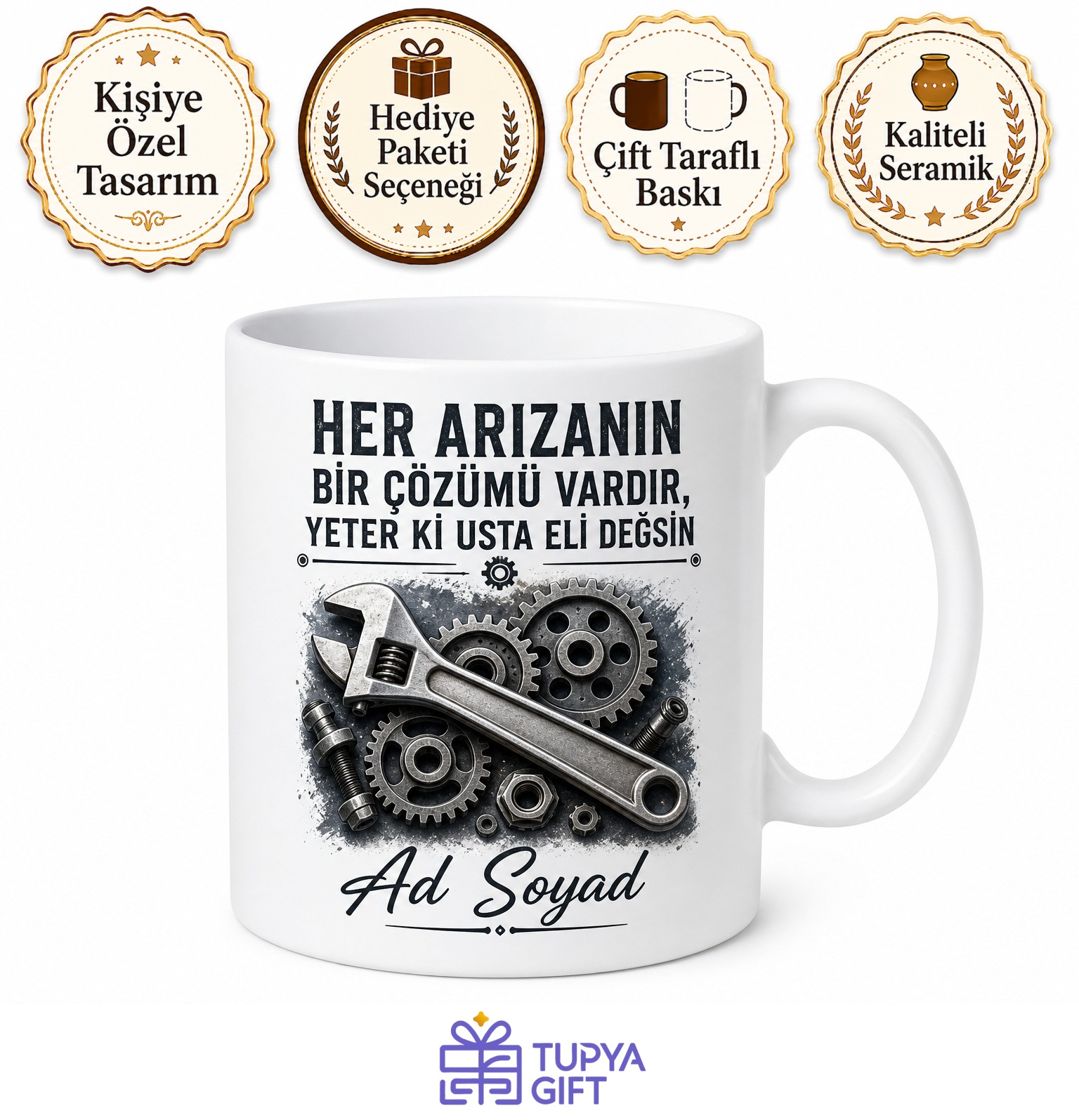 Tamir Atölyesi Ustası İngiliz Anahtarı Arıza Tespiti Yedek Parça Ustalık Sırrı Kupa Hediye