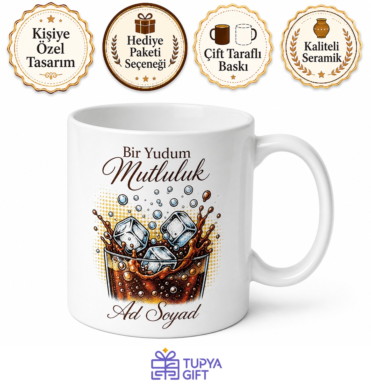 Kola İçenlere Buzlu Kola Asitli İçecek Kupa Bardak Hediye Porselen Mug