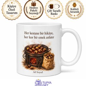 Kestaneciye Hediye Soba Üstü Çizik Kestane Kese Kağıdı Kış Nostaljisi Çay Kupa Bardak
