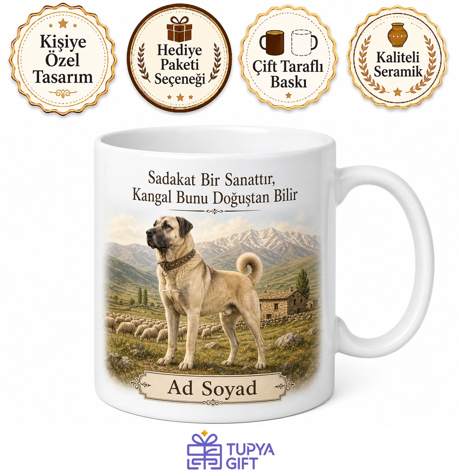 Kangal Köpeği Çiftliği Anadolu'nun Bekçisi Sivas Hatırası Kupa Bardak Hediye