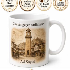 Amasya Merzifon Saat Kulesi Tarihi Dokusu Kahve Kupası Hediye Bardak