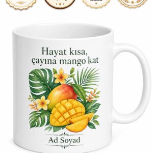 Mango Çayı İçenlere Tropikal Çay Kupa Bardak Hediye Porselen Mug
